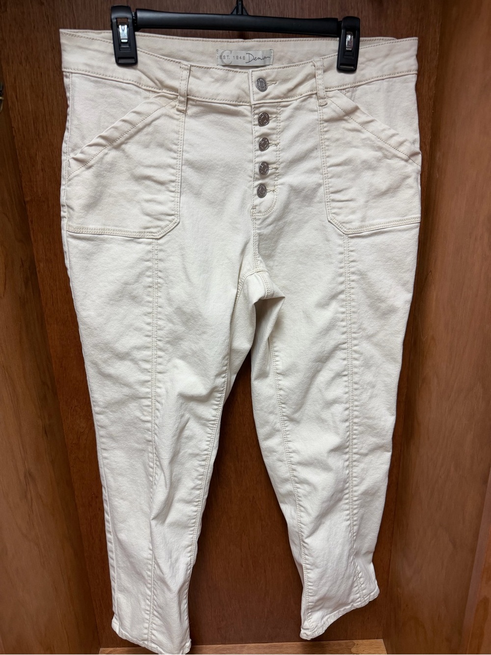High-Rise Ivory Women’s Button-Fly Jeans